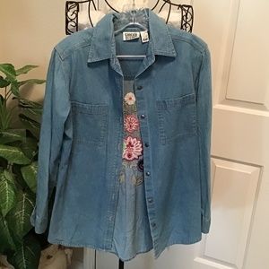 Denim embroidered top